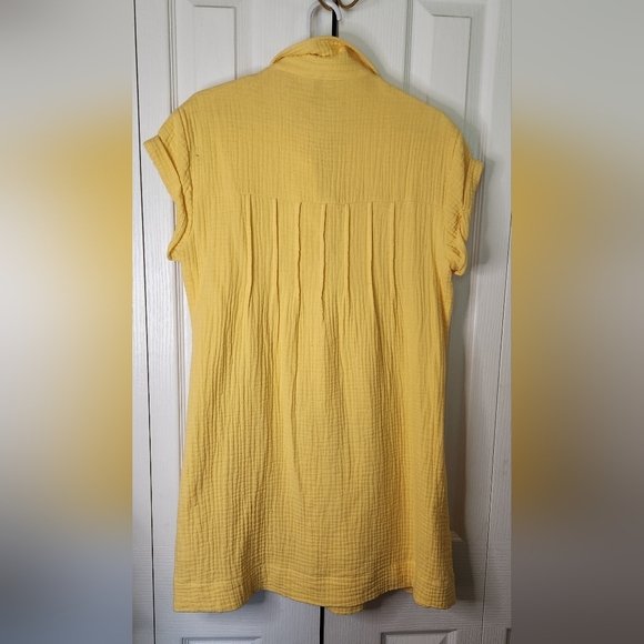 JW Style butter yellow  100% Cotton Dress - Small ✨ Button Down Cuff Sleeve - Picture 5 of 7